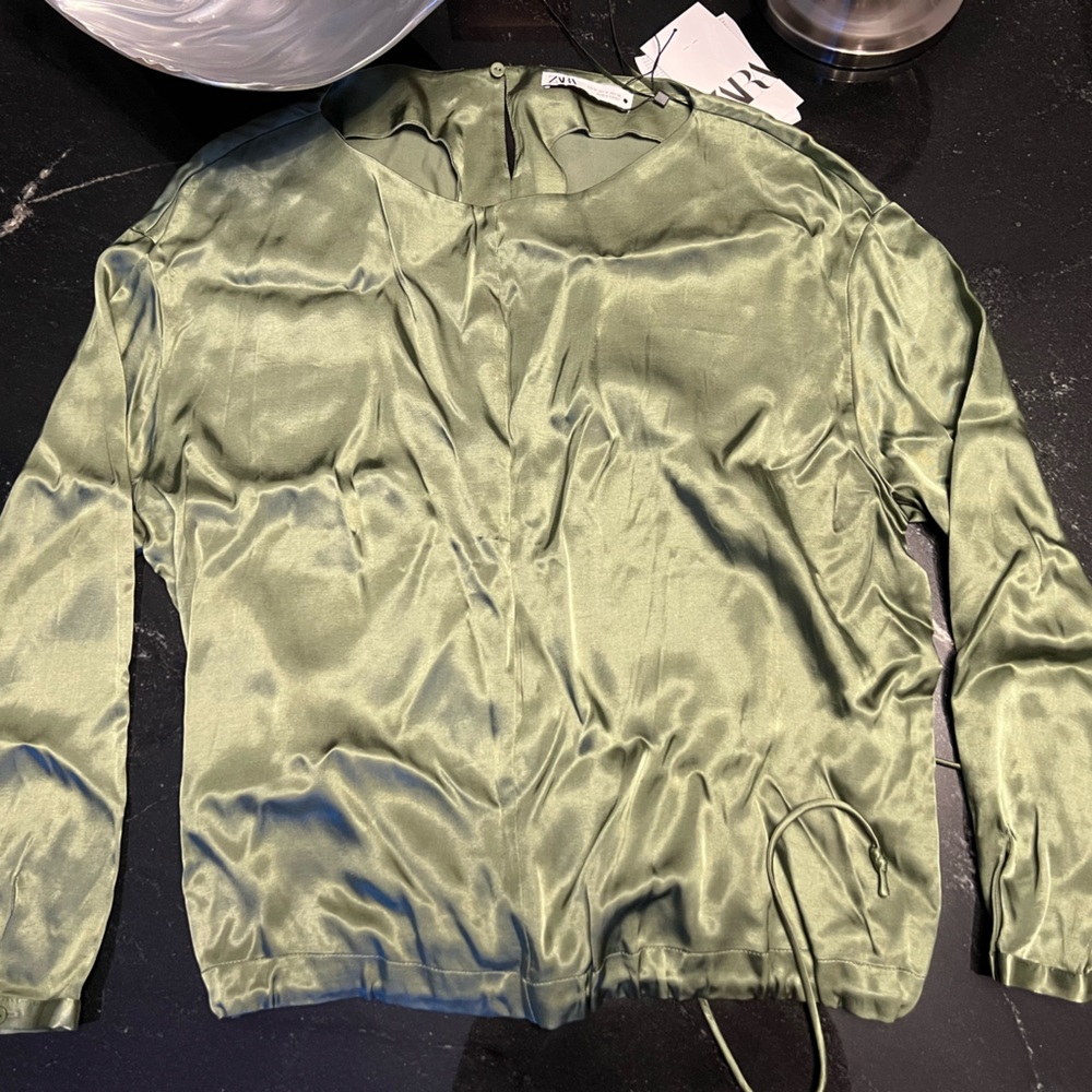 ZARA Green Satin Shirt
